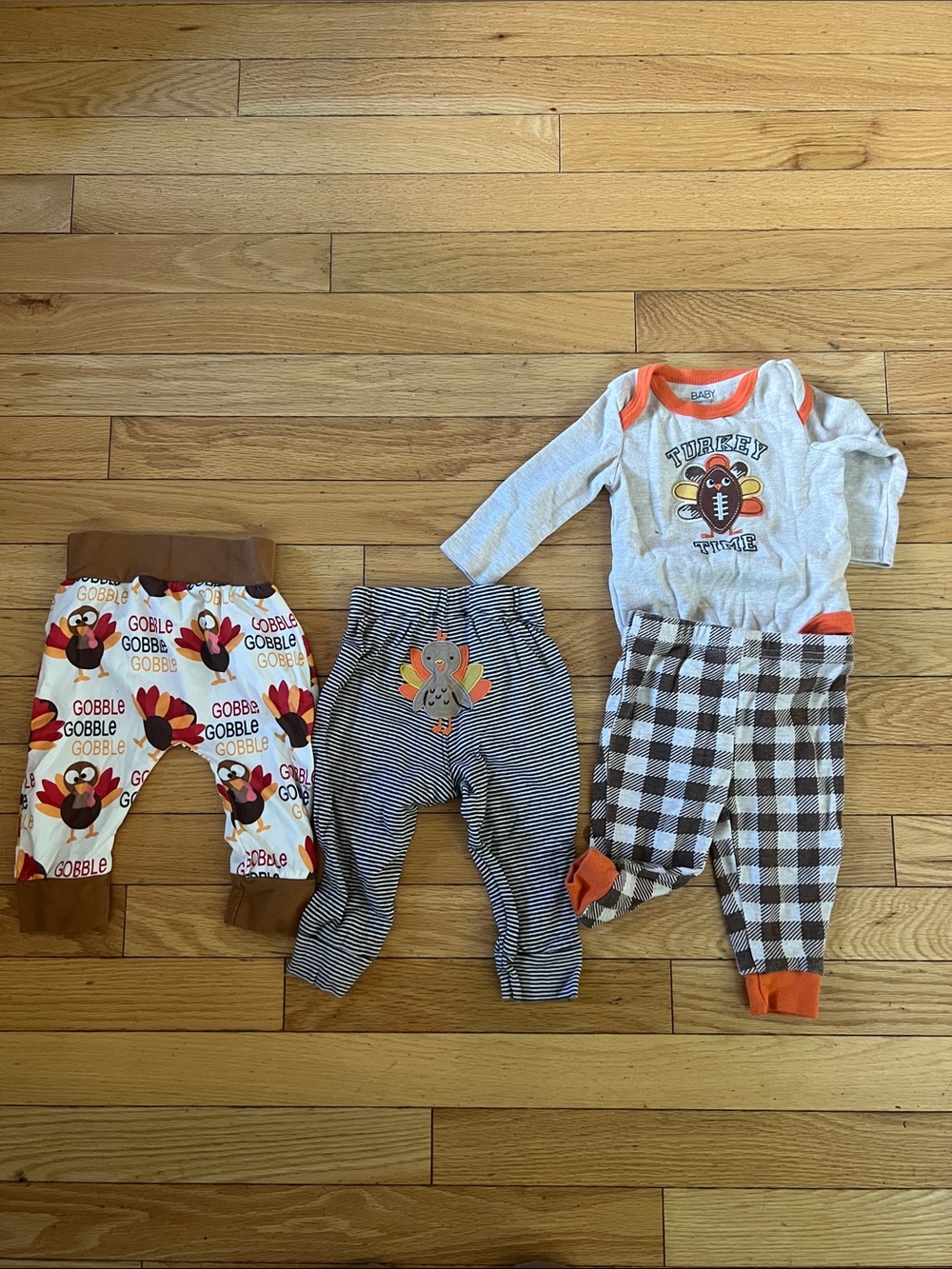 Carter's Gray & Orange Turkey Footie Set with Coordinating Pants